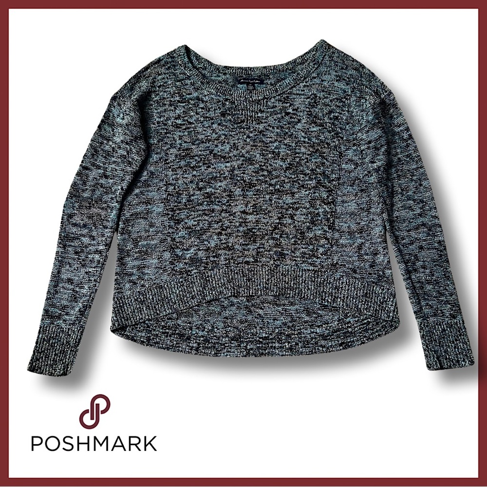 American Eagle Front Cropped Crewneck Sweater with Gold Thread Size Small